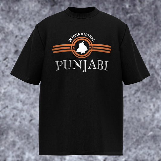 international punjabi  | Oversized T-Shirt 240 GSM | Colour Black